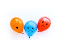 Negative emotions set. Anger depression sleepiness sadness mood painted on colored balloons