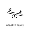 Negative equity icon. Trendy modern flat linear vector Negative