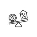 Negative equity line icon
