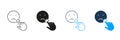 Negative Feedback Line and Silhouette Icon Set. Customer Satisfaction Concept. Cursor Click On Sad Face Emoticon