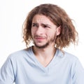 Negative human emotion, man expressing disgust Royalty Free Stock Photo