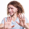 Negative human emotion, man expressing disgust Royalty Free Stock Photo