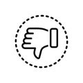 Black line icon for Negative, thumb and denied