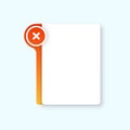 Negative list or planning icon in flat style. Paper sheet with cons clipboard vector illustration on isolated background. Checkbox