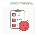 Negative opinion survey color icon