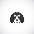 Negative Space Dog Vector Sign Emblem or Logo Template. Cute Beagle Face in Flat Style Concept. Good for Pets Care