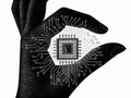 Negative Space Hand Holding Microchip Ã¢â¬\' Technology and Innovation Concept Royalty Free Stock Photo