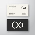 Negative Space Infinity Sign Abstract Vector Logo and Business Card Template. Premium Stationary Realistic Mock Up. Royalty Free Stock Photo