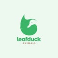 Negative space leaf with duck logo design vector graphic symbol icon illustration creative idea
