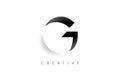 Negative Space Letter G Logo icon design with soft shaddow in black and white Vector