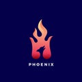 Negative Space Phoenix Flame Abstract Vector Sign, Symbol or Logo Template. Vibrant Color Gradients.