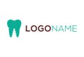 Negative Space Pine Green Tooth Dental Clinic White Logo Design