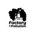 Negative space smoke with factory pollution logo design vector graphic symbol icon sign illustration creative idea Royalty Free Stock Photo