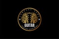 Negative Space Tumbleweed Guitar Country Music Western Vintage Retro Saloon Bar Cowboy logo design Royalty Free Stock Photo