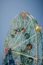 Negative space view of Wonder Wheel ferris wheel in Luna Park in Coney Island in New York City Royalty Free Stock Photo