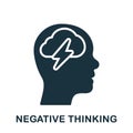 Negative Thinking Silhouette Icon. Pessimism, Frustration, Furious Expression Symbol. Mental Disorder, Thunder in Human