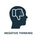 Negative Thinking Silhouette Icon. Thumb Down in Human Head Pessimism and Frustration Symbol. Mental Disorder, Bad Mood