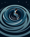 Negative thoughts swirled around the person like a whirlpool dragging them down into a deep dark spiral.. Vector