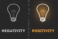 Negativity or Positivity Concept With light Bulb ig gray background Royalty Free Stock Photo