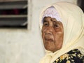 Close-up of an old Malay Muslim woman