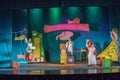 Negev, Beer-Sheva, Israel -Actors men and women on the stage in the children's play with decorations