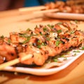 Negima (Grilled Chicken Skewers With Green Onion) Royalty Free Stock Photo