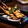 Negima (Grilled Chicken Skewers With Green Onion) Royalty Free Stock Photo