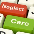 Neglect Care Keys Shows Neglecting Or Caring