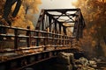 Neglected Rusty old bridge. Generate Ai Royalty Free Stock Photo