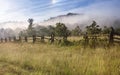 Split Rail Fence Fog Field Blue Ridge Parkway NC Royalty Free Stock Photo