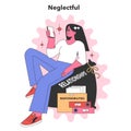 Neglectful Personality depiction. Flat vector illustration Royalty Free Stock Photo