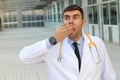 Negligent doctor realising a mistake Royalty Free Stock Photo