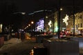 Neglinnaya Street, decorated for the New Year with a view of Trubnaya Square