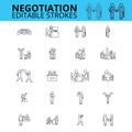 Negogiation skills ouline vector icons. Editable strokes. Business meeting signs set. Negogiation business concept thin
