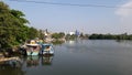 Negombo Lagoon Sri Lanka fishing boats seen aside