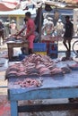 Small fish table at Negombo fish market.