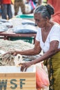 Negombo, Sri Lanka. Woman fish vendor