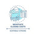 Negotiate closing costs concept icon