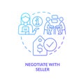 Negotiate with seller blue gradient concept icon