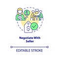 Negotiate with seller concept icon