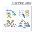 Negotiation color icons set