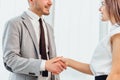 Cropped photo of businesspeople talking in conference room, involved in the process of negotiation. Royalty Free Stock Photo