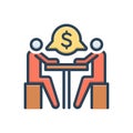 Color illustration icon for Negotiation, arbitration and compromise Royalty Free Stock Photo