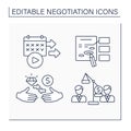 Negotiation line icons set