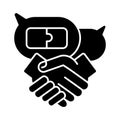 Negotiation skills black glyph icon