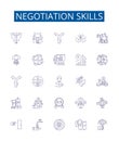 Negotiation skills line icons signs set. Design collection of Negotiation, Skills, Facilitation, Persuasion, Compromise