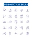 Negotiation skills line icons signs set. Design collection of Negotiation, Skills, Facilitation, Persuasion, Compromise