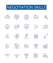 Negotiation skills line icons signs set. Design collection of Negotiation, Skills, Facilitation, Persuasion, Compromise