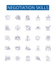 Negotiation skills line icons signs set. Design collection of Negotiation, Skills, Facilitation, Persuasion, Compromise