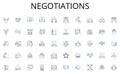 Negotiations line icons collection. Visionary, Strategist, Influencer, Innovator, Trailblazer, Risk-taker, Dynamic